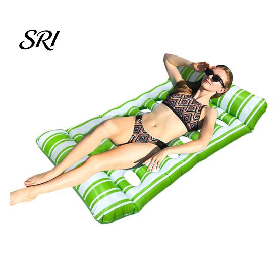 Travel-friendly Pool Float Inflatable Mat with Hole Headrest Adults Size Foldable Water Toy Floating Lounger Raft Summer Swimming Party Beach