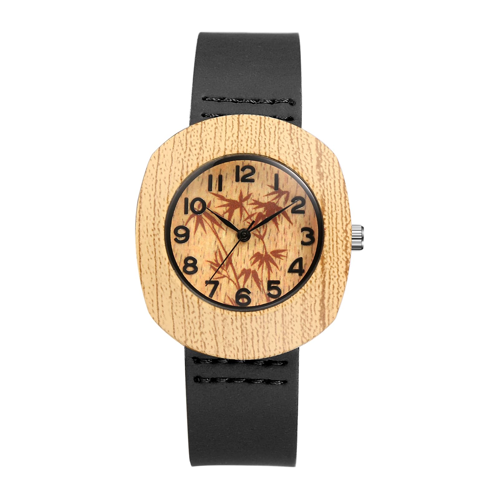 

Antique Wooden Watch for Women with Leather Strap: Analog Waterproof Bohemian Accessory - Valentine s Day or Christmas Gift