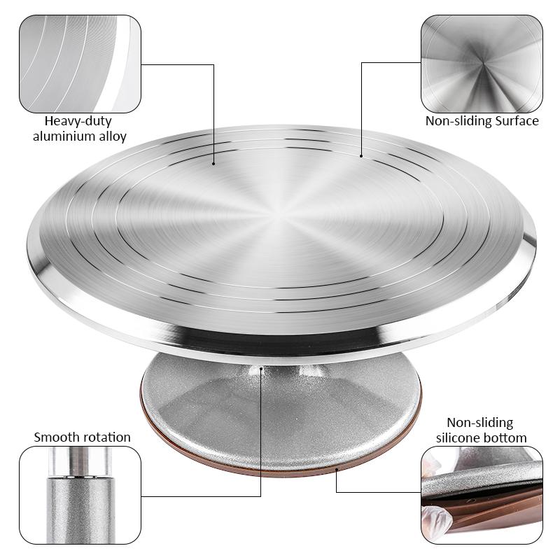 6 Stück/Set Drehteller Kuchen Dekoration Zubehör Set Rotierender Kuchenständer Werkzeuge Metall Edelstahl Gebäckspatel Schaber