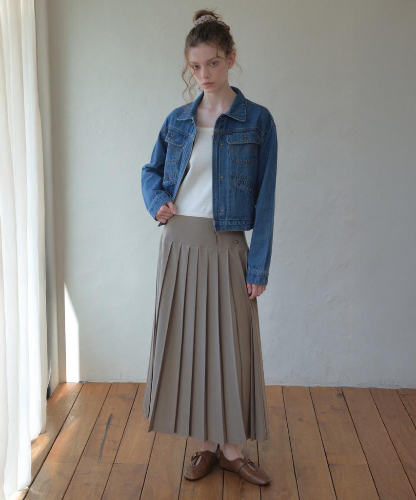 Aueonoseuteljia Mid Waist Pleats Long Skirt_Brown(O26Sk04)