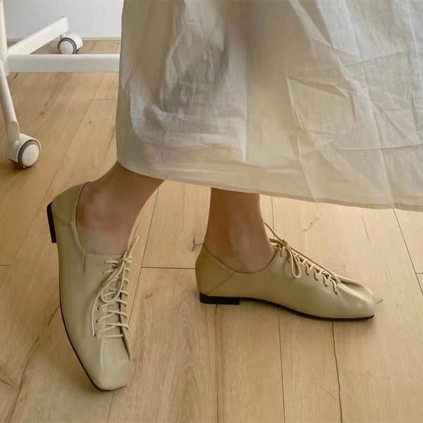 Mode Bailamos 2025 Damen Ballerinas Schnürschuhe Damen Eckige Zehenpartie Flacher Absatz Sandalen Frühling Loafers Schuhe Lässige Oxford Schuhe Damen Ballerinas Slipper