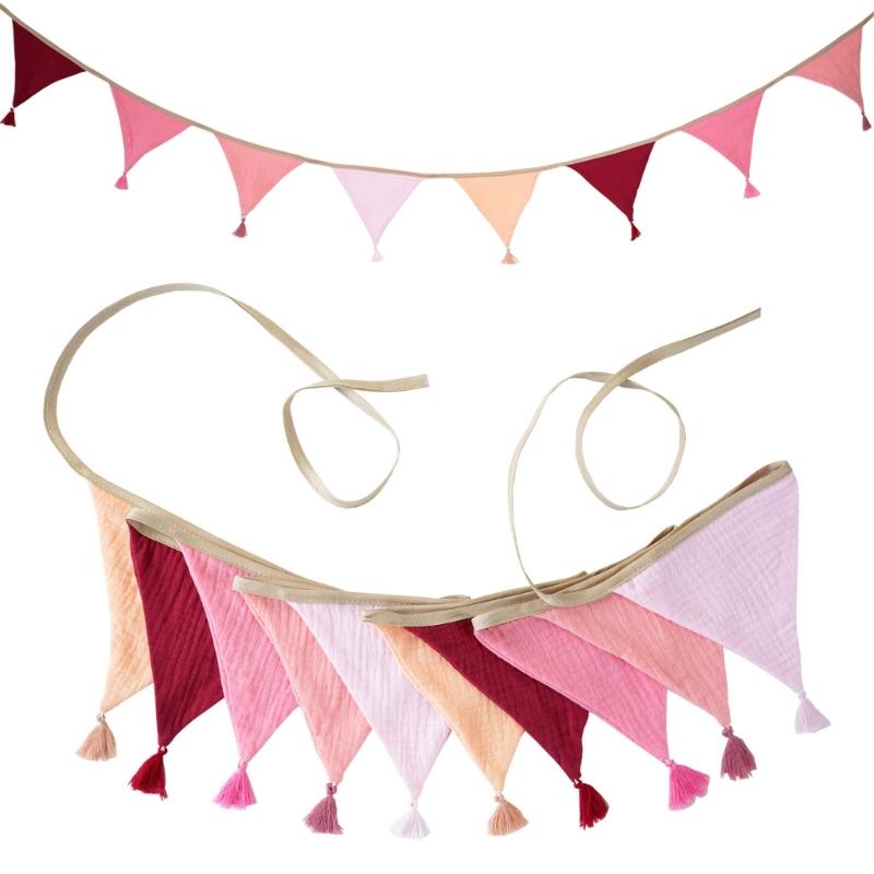 Festoni Bandierine in Cotone Crepe Colori Caramella Luminosi Per Asilo Nido Compleanni di Bambini Feste Eventi