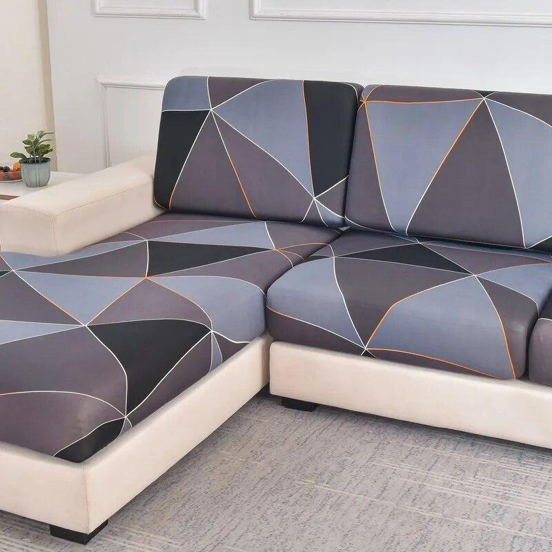 Stretch-bedruckter Stretch-Sofa-Sitzkissenbezug, Rückenlehnenbezug, Schutz für Couch, Sofabezug, L-Form, Chaselong-Schonbezüge