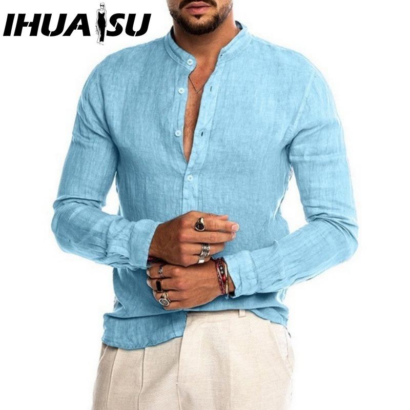 IHUASU Bavlněné tričko s dlouhým rukávem Pánská móda Volné tričko S potiskem Soucitné tričko