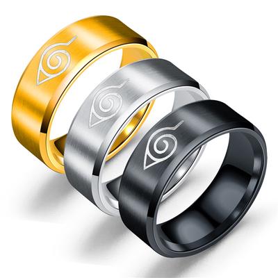 Nou inel de frunze Konoha Uzumaki Symbal Logo Sign Sasuke Itachi Ninja Fashion Titanium Steel Anime Bijuterii Cosplay Femei Barbati Cadouri