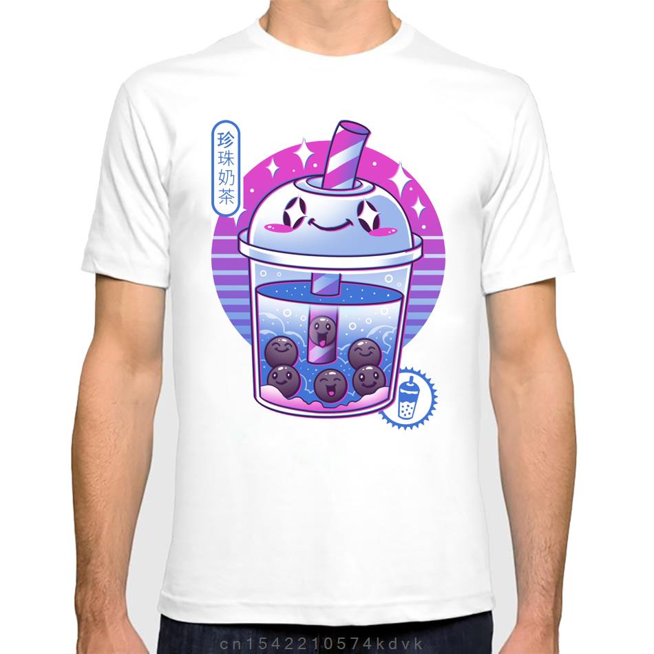 Graphic Boba Wave Tea Unisex Fashion Bubble Tea Printed Unisex White Tops Funny Cute Cartoon T Shirt Summer Kawaii T Shirts
