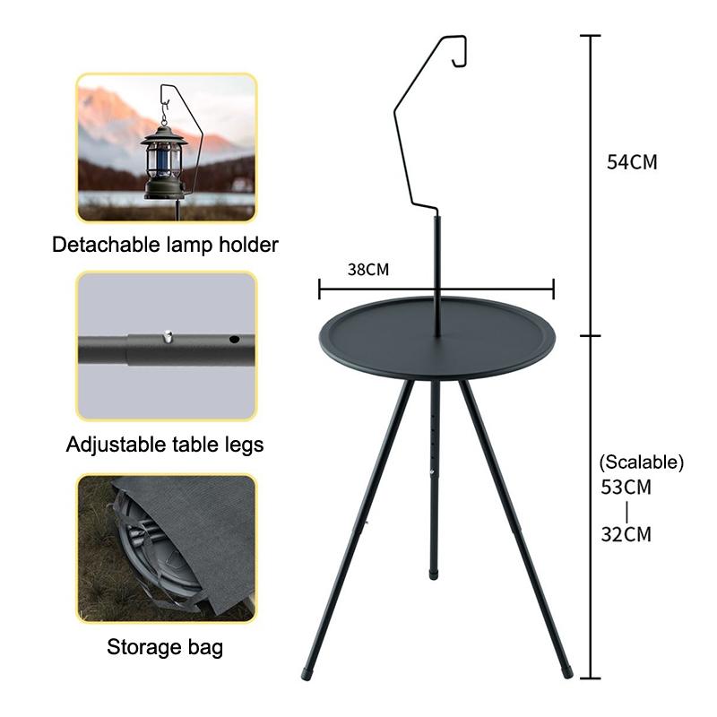Outdoor Camping Table With/Without Lamp Stand Adjustable Telescopic Dining Table Abs + Steel Pipe For Camping Bbq Picnics