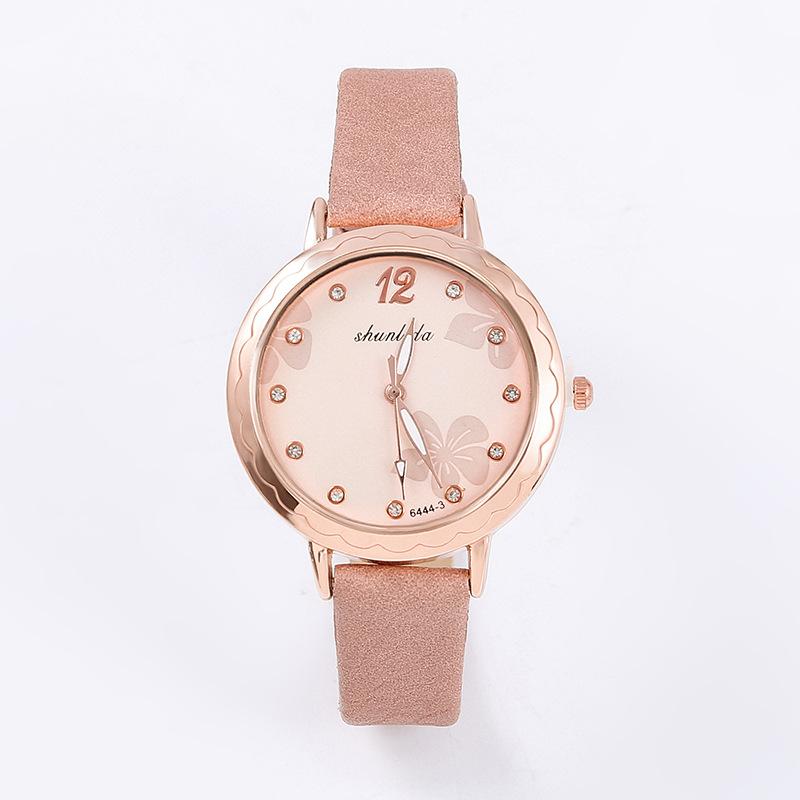 

Ladies Watch Female Simple Student Belt Watch Girl Cute Casual Quartz Watch розовый