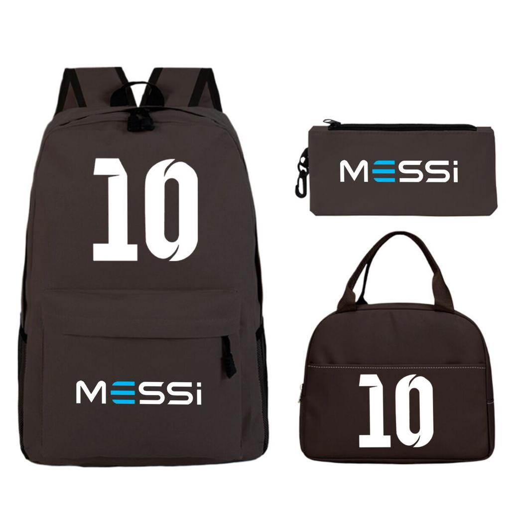 Football Star Peripheral Printed Backpack, Primary And Secondary School Children'S Three-Piece Simple Schoolbag