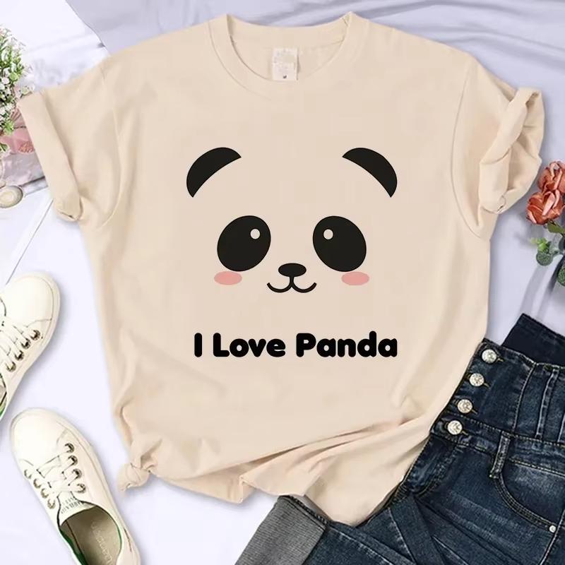 Summer Sleeve Cartoon Casual Creative Tshirt Vintage Round Neck Clothes Funny Cute Panda Printed T Shirt