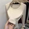 German velvet long-sleeved t-shirt for women's autumn slim-fitting and thin versatile thin velvet warm simple inner bottoming shirt top