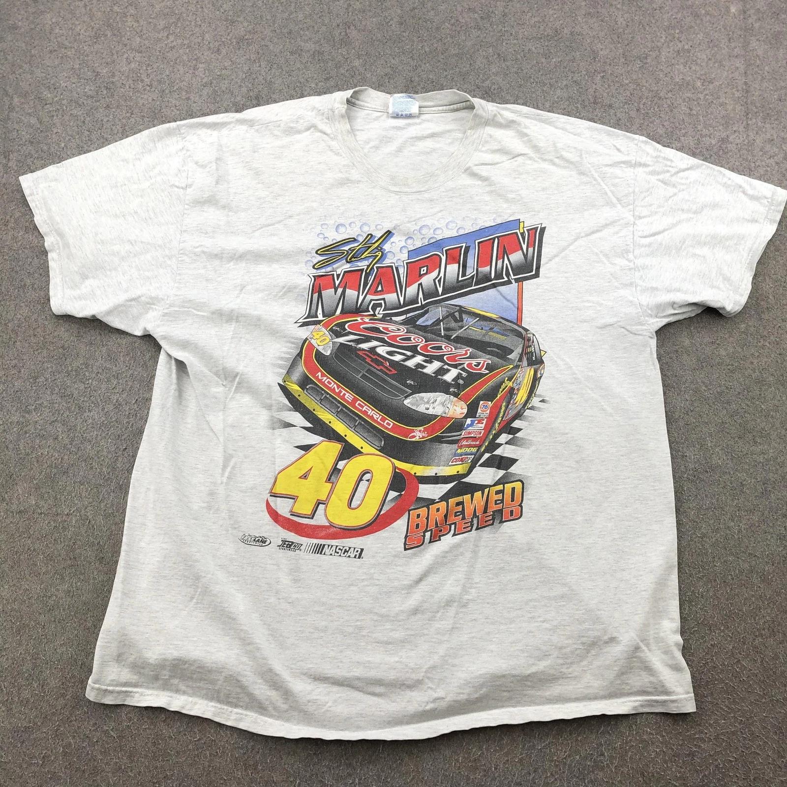 

Vintage Sterling Marlin Shirt Mens XXL Gray NASCAR Coors Light 40 Tee Graphic 4XL