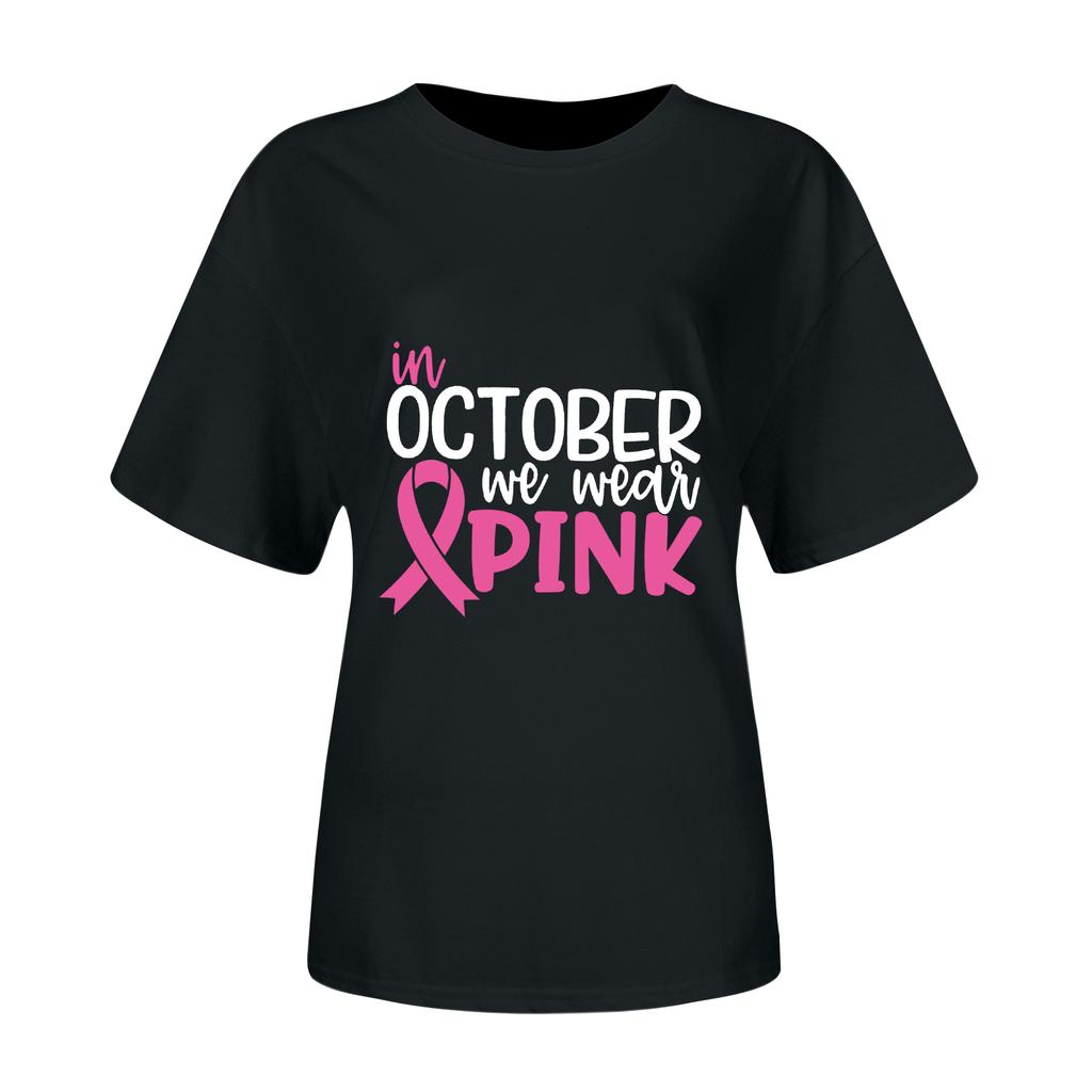 Women's Casual Halloween Breast Print T-Shirt Round Neck Pullover Short Sleeve Top