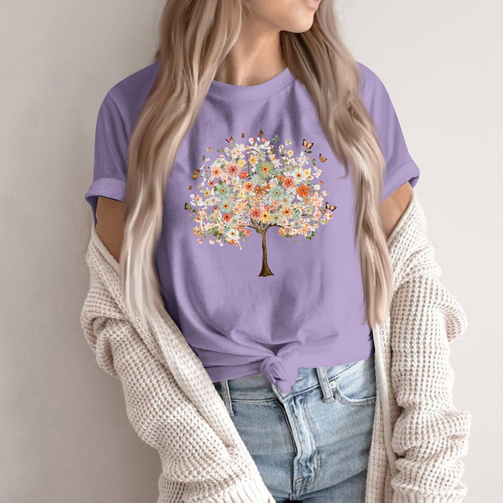 

Женская модная повседневная футболка-пуловер с принтом, круглым вырезом и короткими рукавами XXL фиолетовый