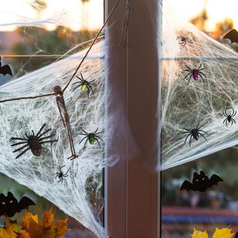 5Pcs Portable Faux Spiders Party Supplies Easy Indoors Outdoor Halloween Decoration Halloween Party Supplies