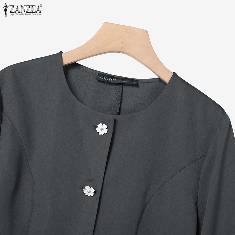 ZANZEA Damska Bluzka z Długim Rękawem i Spódnice Casualowe Zestawy Dwuczęściowe