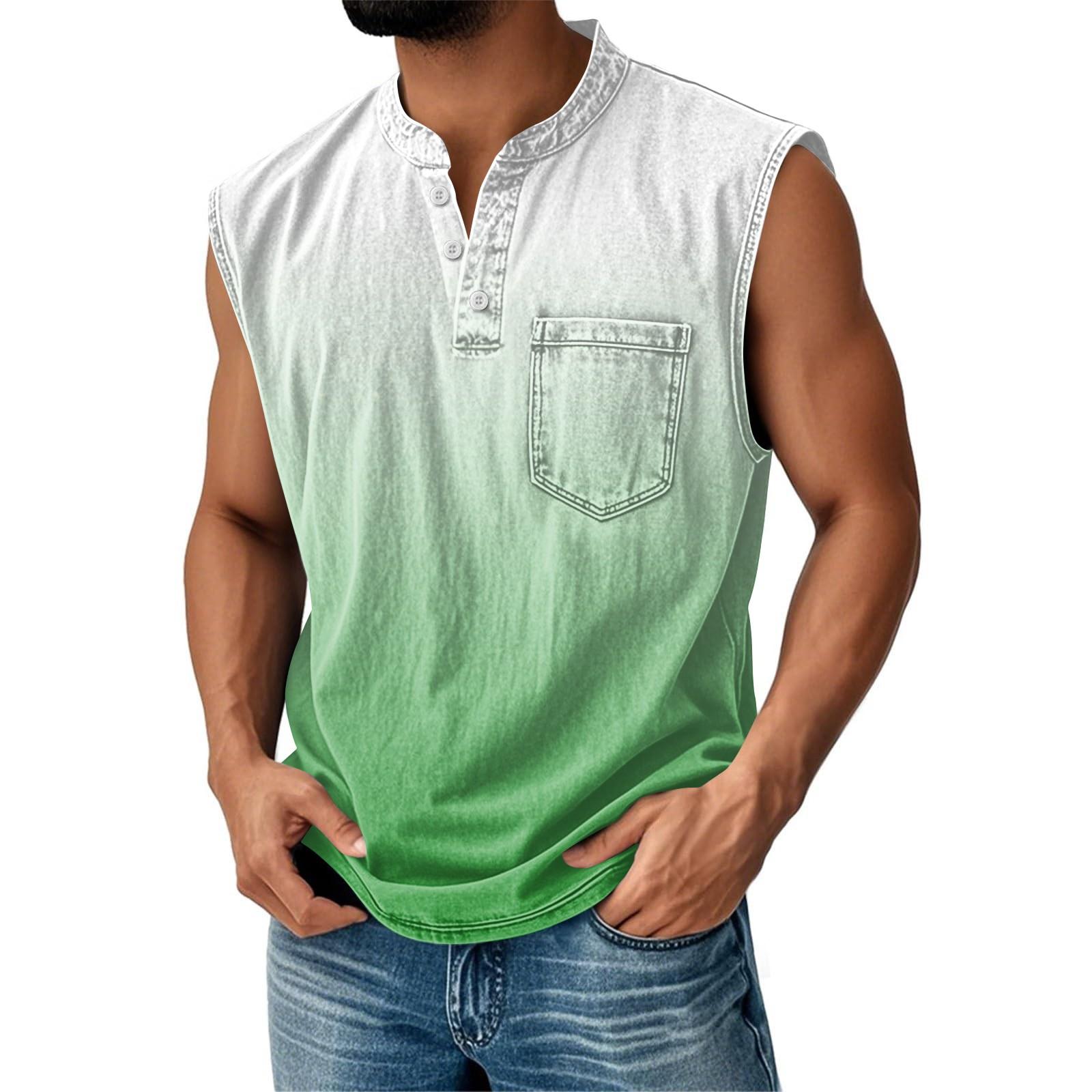 

Мужская состаренная рубашка без рукавов с градиентным принтом L зелёный