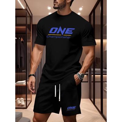 European Size Men'S Summer T-Shirt , Featuring a Trendy ONE Championship Design, Casual Sports Sweatshirt, Versatile T-shirts with a Short-Sleeve Top