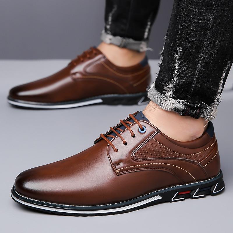 Retro Men Leather Shoes Flat Lace Up Loafers Moccasin British Style Business Formal Shoes for Men Outdoor Casuals Zapatos Hombre