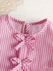 Baby Girl Clothing Set Summer Outfit Pink Stripe Top with Bow & Shorts Newborn Toddler 0-3Y