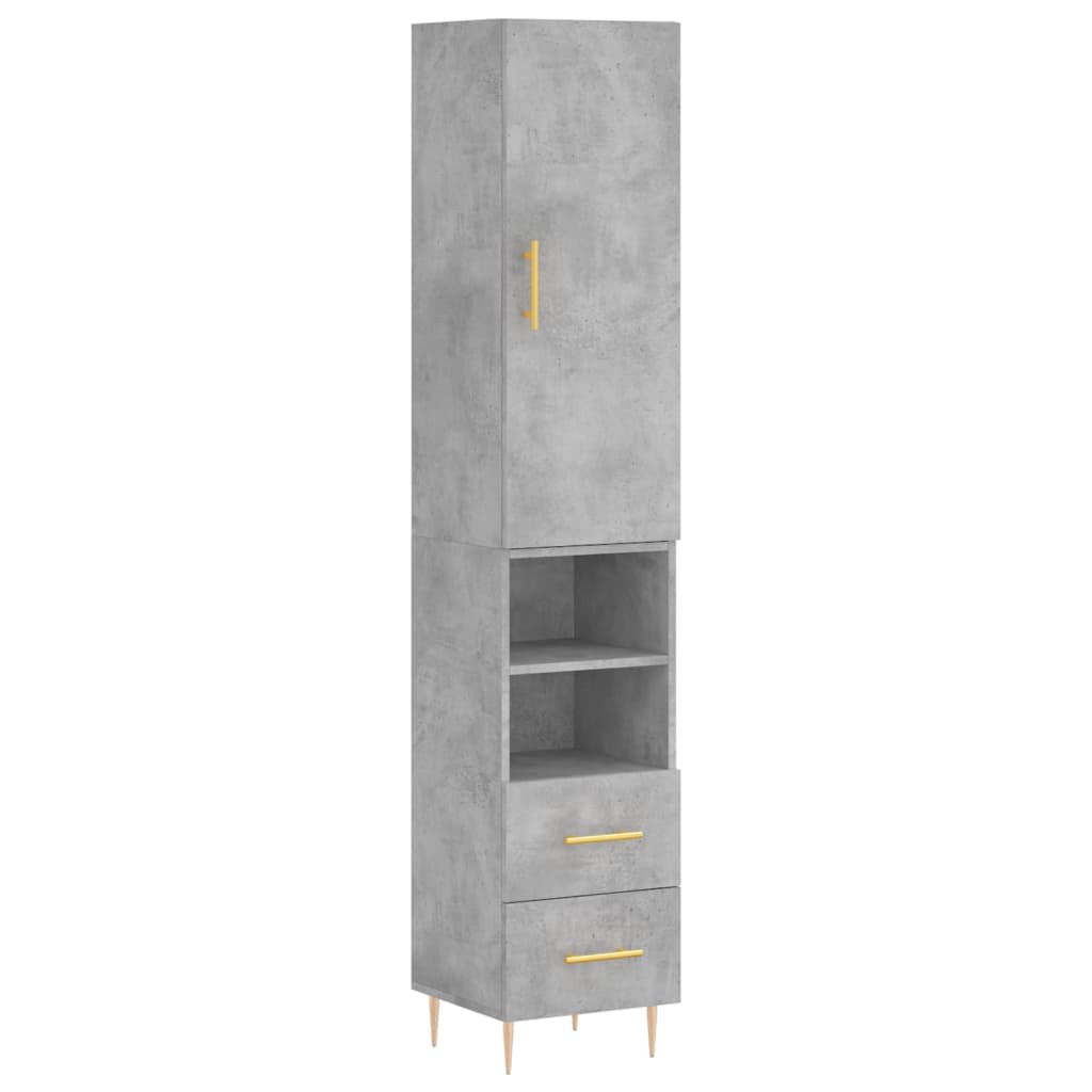 Highboard Beton Grau 34,5 x 34 x 180 cm Spanplatte