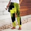 Women Geometry Printing Pants Lace Up Elastic Waist Loose  Trousers Casual Long Pants Trousers with Pockets