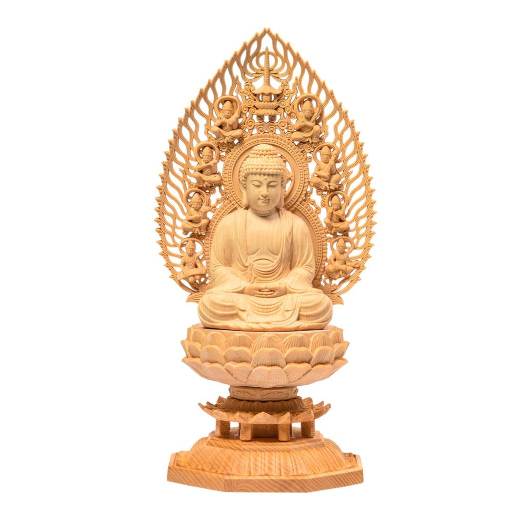 TheChanger Traditional Art Carving Buddha Statue, Shaka Nyorai, Soto Zen, Rinzai Zen, Buddhist Altar Statue, Wood Carving, Hinoki Wood, Prayer,