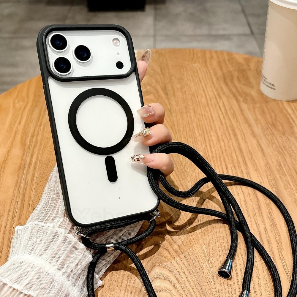 Strap Case For iPhone 17 16 15 14 13 12 11 Pro Max Plus For Magsafe Crossbody Lanyard Shockproof Magnetic Wireless Charge Cover