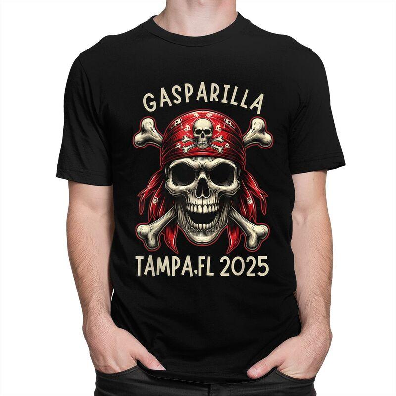 Custom Gasparilla 2025 Pirate Skull Cross T Shirts Men ShortSleeve Tshirts Streetwear Tee Pure Cotton Oversized Tshirts Gift