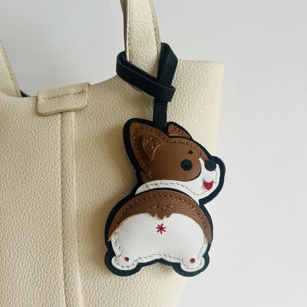 15 Styles Brand Latest Cowhide Bag Pendant & Accessories, Puppy Theme High Quality Key Chain Backpack Charms, Diy Bag Decor Gift