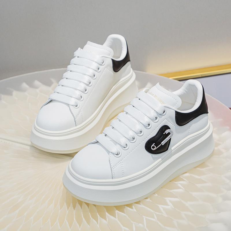 Women's shoes versatile platform casual single shoes autumn muffin color matching small shoes sports leather