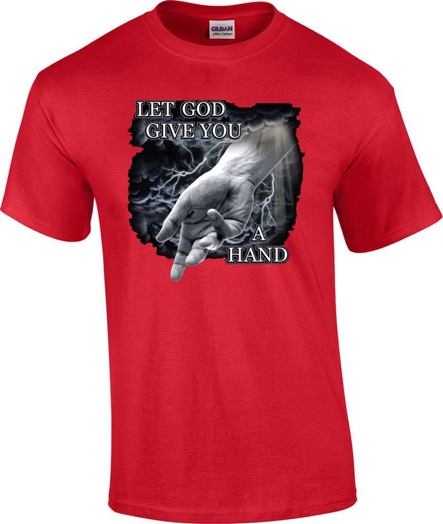 Let God Give You A Hand Jesus Christ Religious Christian T-Shirt L