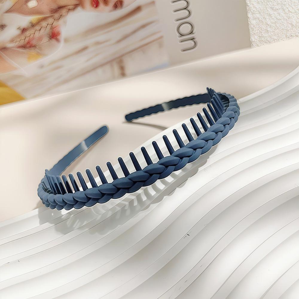 Mode Bandeau en Plastique Torsadé à Tête Croisée pour Femmes Filles avec Dents Cercle Flexible Antidérapant Accessoires de Lavage du Visage et Coiffure