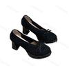 Damen High Heels Frühling Herbst Neu Vintage Mode Schleife Party Klobige Absätze Outdoor Rutschfest Luxus Mary Jane Schuhe