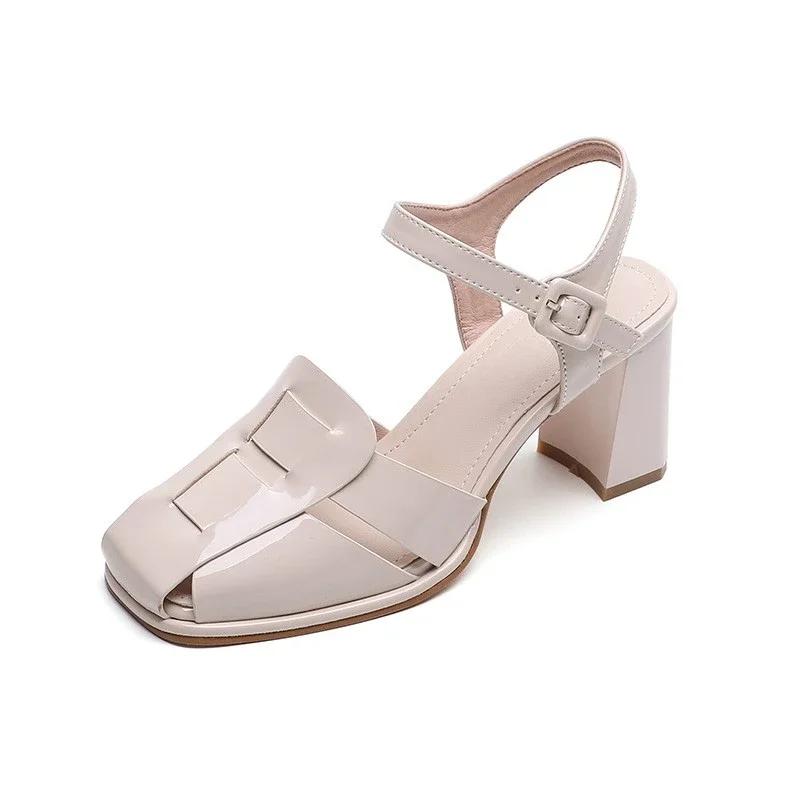 Spring/summer New Thick Heel Buckle Comfortable and Elegant Women's Shoes Fashionable Party Breathable Banquet High Heel Sandals