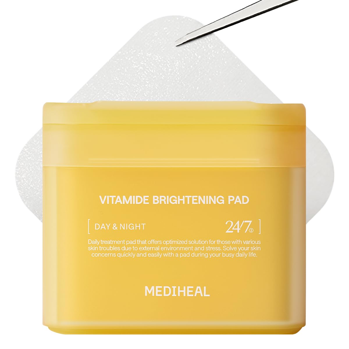 MEDIHEAL OFFICIAL Square Facial Toner Pads (VITAMIDE) 100-pack (Wipe-off Pads, Skincare, Korean Cosmetics)
