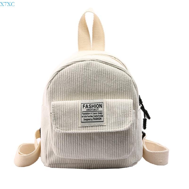 X7XC Women Travel Backpack Mini Backpack Student School Backpack Corduroy Backpack белый