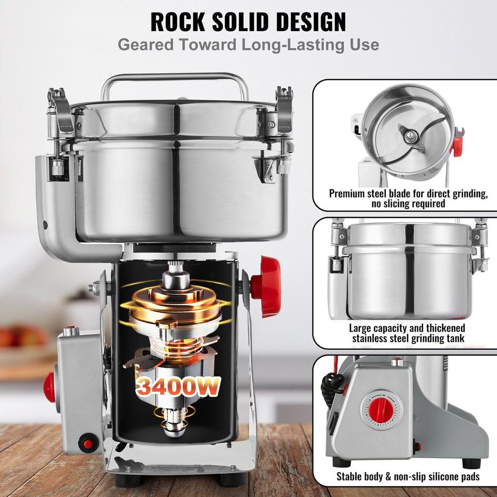 2000g Commercial Spice Grinder Electric Grain Mill Grinder High Speed