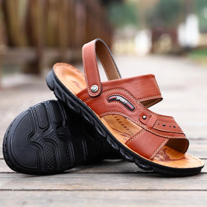 2025 New Summer Men's Casual Sandals Open-toed Hollow Shoes Men's Slippers Comfortable Outdoor Breathable Beach Shoes