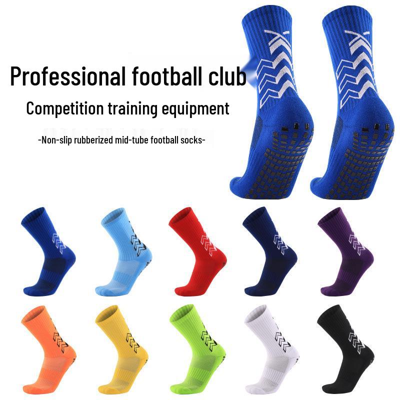 Adult Mid-Calf Non-Slip Football Training Socks - Durable Solid Color Sports Socks for Basketball