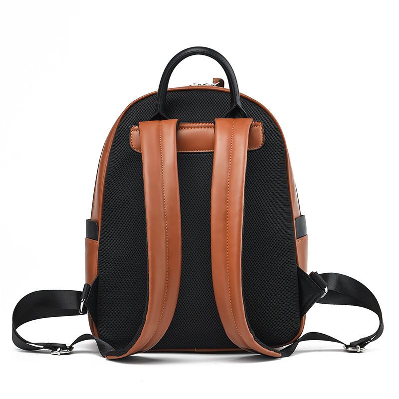 Zaino Studente Splicing Bicolore Elegante Grande Capacità Alla Moda Borsa in PU
