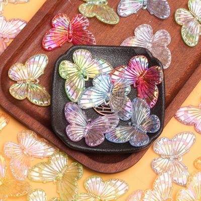 Około 220 sztuk do wyrobu biżuterii 40*30mm 8 kolorów Akcesoria DIY Kreatywne koraliki w kolorze AB Laserowy kolor Jednotworzy wisiorek motyl