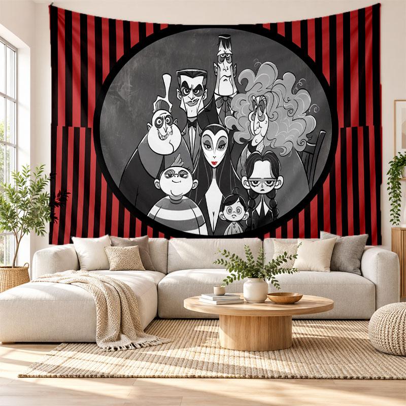 Die Addams Family Wandteppich Heimdekoration Hängendes Stoffkunst Hintergrundteppich für Schlafzimmer