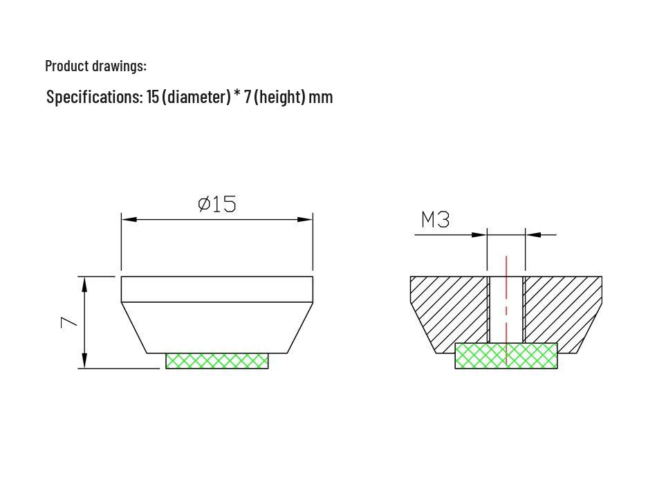 15x7 Aluminum Alloy Shock Absorbing Speaker Amplifier Feet Pads for Home Ceramic Cooktop, Anti-slip Nails
