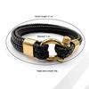 Men's Retro Horseshoe Buckle Leather & Stainless Steel Stackable Bracelet