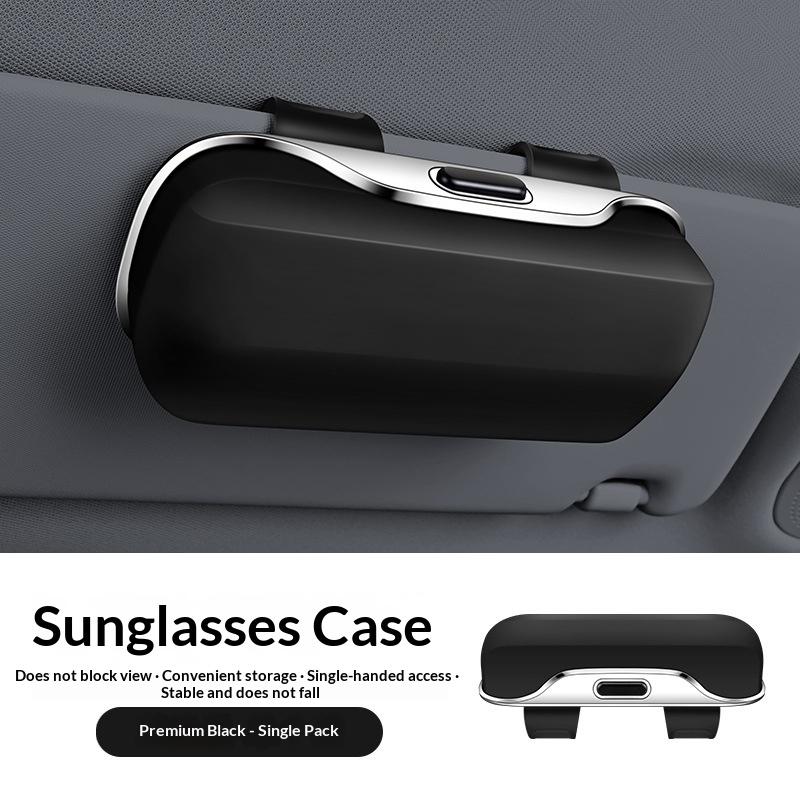 Press Switch Car Glasses Box Sun Visor Glasses Holder Internal Soft Fabric Scratch Resistant Shock-Proof Eyeglasses Storage Case