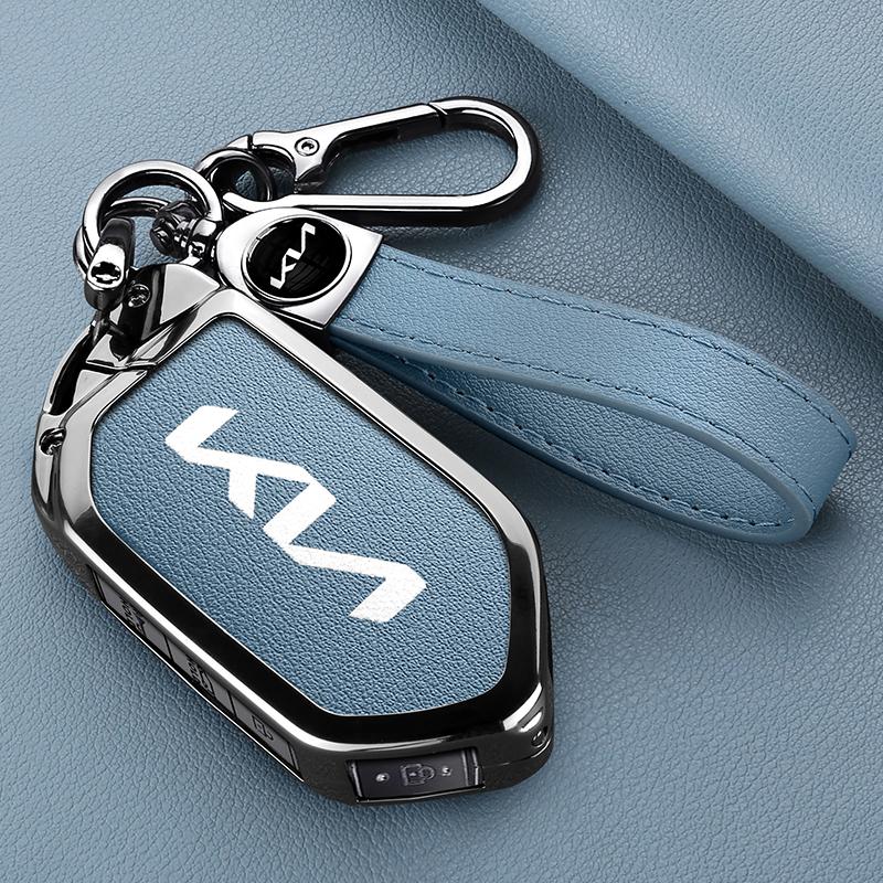 AEH1 Leather Car Key Case Cover Protector Shell For Kia Picanto Sorento MQ4 Carnival KA4 Morning K5 Carens 2024 Auto Accessories