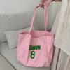 Niche Design and Fashionable Canvas Tote Bag New Pink Letter Commuting Versatile Large Capacity Shoulder Bag