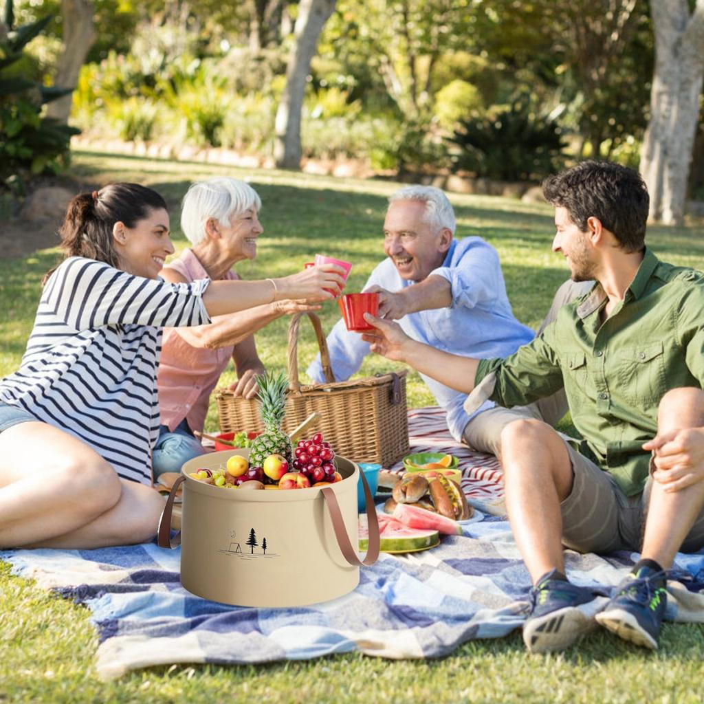Folding Bucket, Small Bucket With Handle, Lightweight High-density Water Container, Portable Washbasin, Suitable For Cleaning, Gardening, Camping