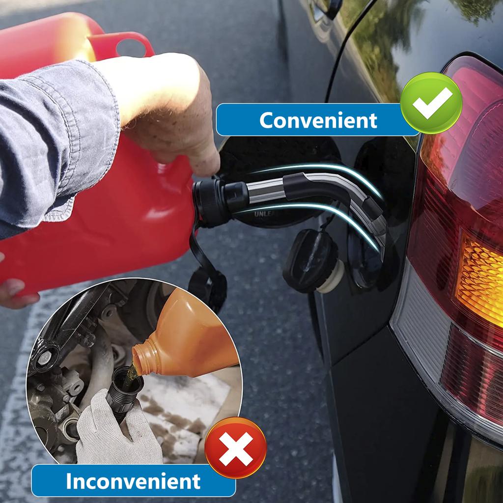 Rennkraftstoffkanister-Schlauch mit 2 auslaufsicheren Eisenringen, Kraftstoffeinfüllschlauch mit Tankdeckel, Ersatzschlauch-Biegesatz